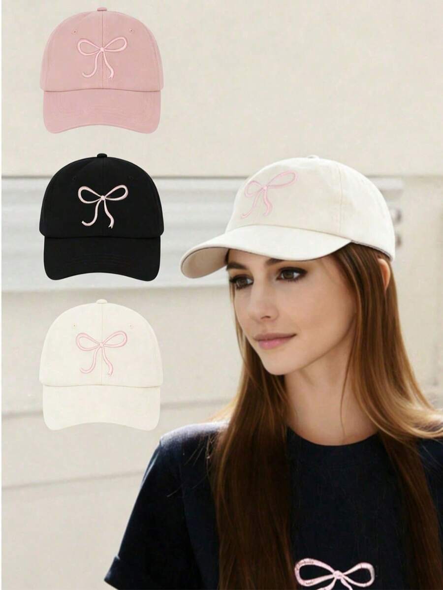 1 chiếc mũ lưỡi trai nữ thời trang thêu nơ kiểu Y2K, thích hợp cho du lịch mùa xuân và mùa thu, tiệc bãi biển, mũ lưỡi trai thường ngày chống nắng có thể điều chỉnh. - Nhiều màu - Xem 1