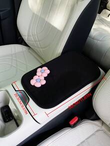 1pc Pink Cute Floral Car Armrest Pad, Creative Car Central Console Armrest Cushion Mat, Anti-Slip - A - View 5