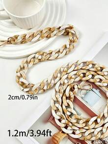 1 chiếc dây đeo túi xách bằng acrylic, dây xích acrylic dài 1.2m thay thế cho dây đeo túi xách cao cấp, dây đeo vai, dây đeo chéo, màu nâu. - Màu cà phê trắng - Xem 2