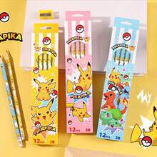 pokemon 12支装全新三角铅笔套装，创意宝可梦图案，高性价比卡通可爱少女心，适合学生、学习用品、礼品和文具。 - 彩色 - 查看 1