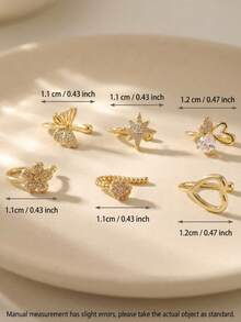 CHOSHILAR 6pcs/Set Assorted Non-Piercing Nose Rings, Gold Tone Elegant Luxury Design Nose Clips Suitable For Daily Wear And Parties - Gold 38 - View 3