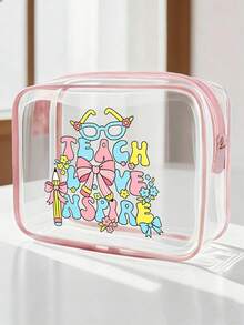 Bolsa Cosmética de Tema de Melhor Professor em PVC, Organizador de Viagem com Zíper em PVC, Bolsa de Presente Resistente ao Desbotamento e Leve, Bolsa de Armazenamento Conveniente, Necessaire, Estojo de Maquiagem Portátil Aprovado pela TSA, Design Fácil de Limpar, Bolsa de Toalete à Prova d'Água, Adequado para Mães, Professores, Amigos, Enfermeiras, Presentes de Escritório, Presentes do Dia das Mães, Itens Essenciais de Viagem para Férias Escolares, Suprimentos de Volta às Aulas, Presentes de Formatura - Multicolorido - Visão 7