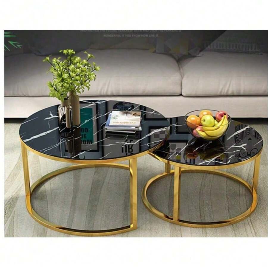 Luxury Small Coffee Table, Minimalist Modern Round Side Table For Small Living Room, Decor - Black - View 1