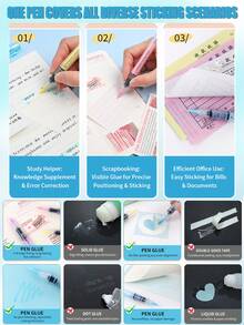 Pulpen Lem Kartu Ucapan Liburan, Lem Cair Cepat Kering Sensitif Tekanan, Alat Tulis Portabel Multifungsi untuk Scrapbooking dan Pembuatan Kartu DIY - MultiWarna - View 7