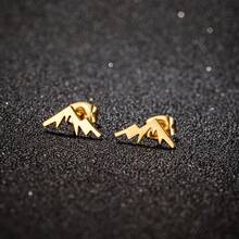 1 Pair Stainless Steel Earrings ,Mountain Peak Stud Earrings Classic Simple Earrings For Women Geography Jewelrys Hiker Gifts - GED737 - View 5