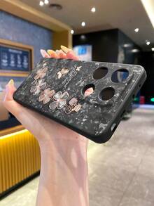 1個 Android 手機殼 適用於 S25Ultra S24Ultra S23Ultra S22Ultra/適用於 Redmi12 Note 13/ 系列，1個 奢華時尚極簡四葉草圖案 柔軟矽膠 防震 防指紋 手機殼 - 黑色 - 查看 2