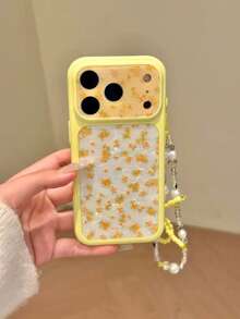 Yellow Base Shell Pattern Full Screen Yellow Floral 17 Pro Max Phone Case, Cute Korean Style Protective Cover For IPhone 17, 16 Pro Max - Yellow - View 2