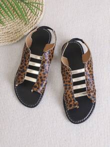 2026 Summer Leopard Print Flip Flops For Women, Retro Flat Roman Sandals Outdoor Thong Sandals - Multicolor - View 7