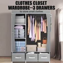 Large Fabric Canvas Wardrobe With Clothes Hanging Rail Shelving Storage Closet - VJO0099 - View 3