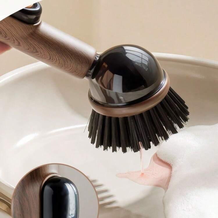 Cọ rửa nồi đứng có đế hút chân không với tay cầm vân gỗ | Bàn chải rửa chén cán dài có thể đứng trên mặt bàn, dụng cụ vệ sinh nhà bếp đa năng: Lý tưởng để làm sạch nồi, chén đĩa, bồn rửa, bếp và nhiều hơn nữa - Trợ thủ đắc lực giúp tăng hiệu quả làm sạch nhà bếp. - A - Xem 8