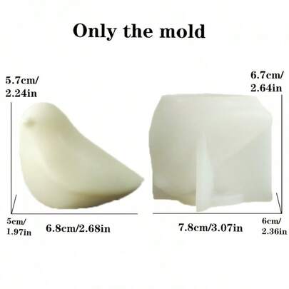 3D鸟形硅胶模具，适用于DIY蜡烛和树脂工艺品 - 多功能动物造型工具，适合装饰石膏和混凝土项目 | 不对称造型，耐用材质，硅胶蜡烛模具