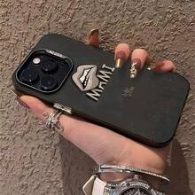 Labios en blanco y negro, arte textual de Miamifunda de teléfono Fundas compatibles con ,Apple,VIVO,OPPO,,, y Honor.Fabricadas en silicona TPU,ofrecen protección contra golpes y caídas. - Negro - Ver 5
