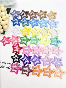 10/100 Pcs/Set Y2K Colorful Oil Drip Five-Pointed Star Hair Clips, Rich In Colors To Meet Diverse Matching Needs, Adding Cuteness And Vibrancy To Hairstyles - Suitable For Girls And Ladies, For Daily School, Weekend Outings, Birthday Parties, Easily Enhancing Your Look And Creating A Sweet And Cute Image,Festival,Party, Claw Clips - Multicolor - View 8