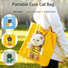 1pc Bee-Shaped Pet Canvas Shoulder Bag, Pet Carrier Bag, Outdoor Pet Tote Bag (Bee-Large) - Yellow - View 7