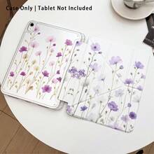 Floral Pattern Acrylic Crystal Flat Tablet Protective Case With Stand, Foldable Anti-Bend, Silicone Reinforced Corners, Auto Wake/Sleep Function, Built-In Pen Slot, Multi-Angle Foldable Stand - Perfect Daily Protection, Ideal Gift - Style 5 - View 2