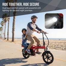 Foldable Electric Bike For Adults, 14" Electric E-Bike With 500W Peak Motor, Max 45 Miles 19 MPH Electric Bicycles, Dual Front Suspension,Maximum Load Capacity Of 120 Kilograms. - Màu đỏ cơ bản - Xem 7