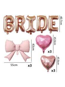 kumozawa Bộ 14 món trang trí tiệc cô dâu, gồm 16 bóng bay chữ "Bride" màu vàng hồng/bạc/vàng kim loại, bóng bay hình nơ mờ, và bóng bay hình trái tim màu vàng hồng/bạc/hồng/trắng, thích hợp cho mùa cưới, tiệc độc thân, trang trí phòng cô dâu. - 14 chiếc - Xem 8