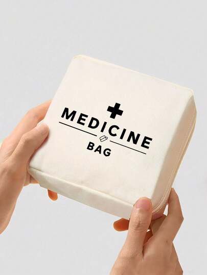 "Medicine" Pattern Printed Portable Medicine Bag, Pill Organizer, First Aid Kit, Cosmetic Bag, Coin Purse, Suitable For Daily Use/Outdoor/Travel, Travel-Friendly Medicine Storage, Organization Of Medicines, Cosmetics, Mobile Phones And Other Small Items, Travel Essential, Nurse's Day Gift,Personalized Gift Bags,Small Gift Exchange. ,Room Decor