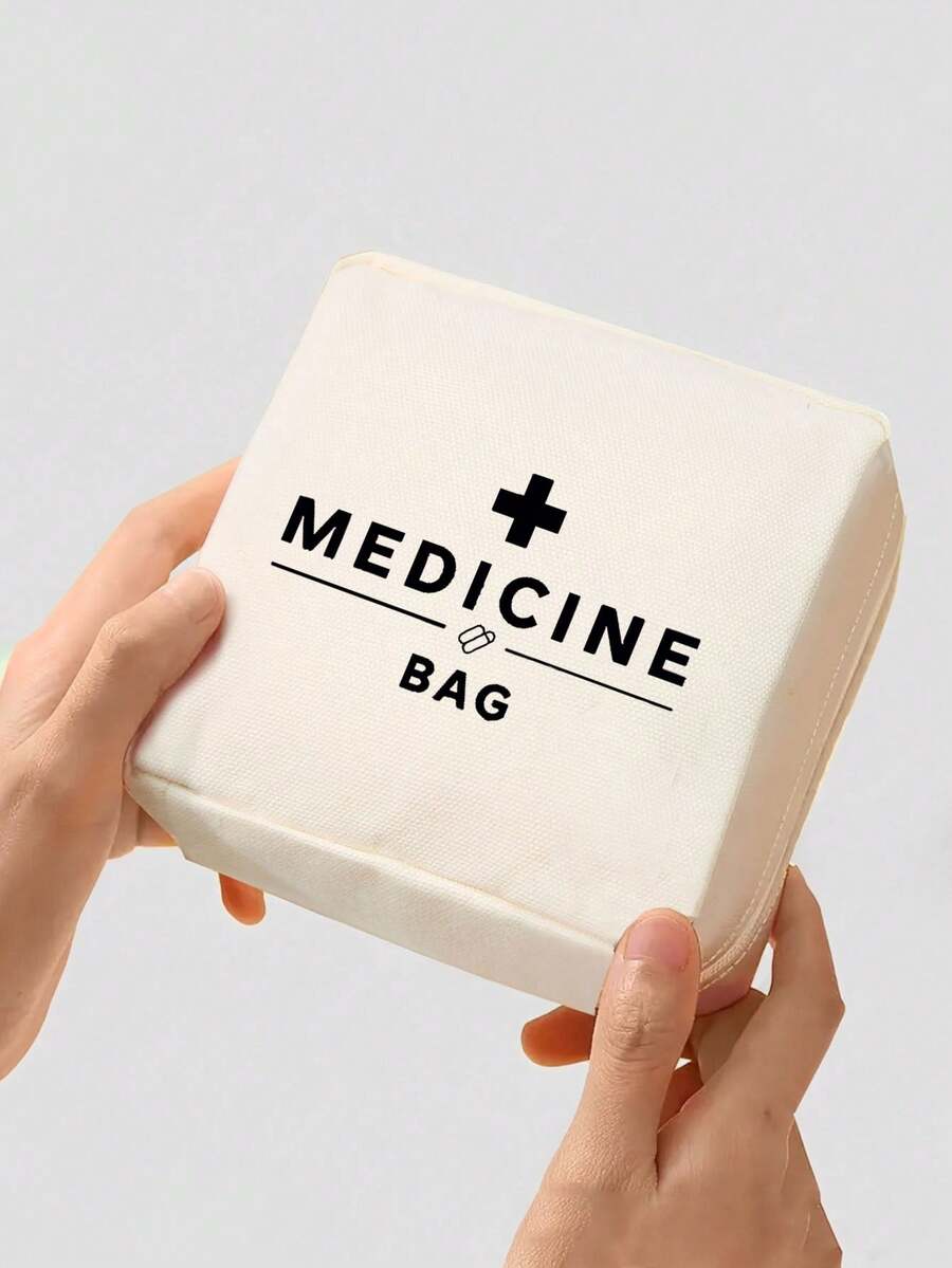 “药品”图案印花便携式药袋,药盒,急救包,化妆包,零钱包,适合日常使用/户外/旅行,方便携带的药品收纳包,可整理药品、化妆品、手机和其他小物件,旅行必备,护士节礼物,个性化礼品袋,小礼物交换,房间装饰 - 彩色 - 查看 1