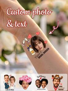 Custom Photo Temporary Tattoo Stickers, Personalized Graduation Cartoon Portrait Design, Fun Celebration Style Body Decor For Graduation Party Ceremony, Customized Name Tattoo Decal Unique Keepsake Gift, Customizable Picture Favor For Friends Classmates Family Graduation Season - Brown - View 1