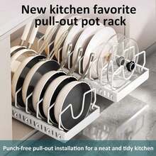 7-Slot Stainless Steel Pot Lid Organizer, Multi-Function Metal Storage Rack For Cutting Boards, Baking Molds And Kitchen Utensils, Space-Saving Draining Rack, Fits Cabinet Doors, Sinks, Countertops And Pantries, Practical Home Kitchen Storage Accessory - White - View 4