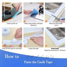Waterproof & Mildew-Resistant Bathroom Caulk Strip, Self-Adhesive Sealant Tape For Kitchen, Bathroom, Sink, Tub, Shower, Toilet, Floor And Wall, Stickers, Wall Decal, Vinyl Decal For Home Decorations, Spring Decoration Items Refresh Your Home, Ultra-Sticky White Self-Adhesive Sealing Strip Tape - 白色 - 查看 11