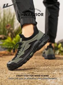 WARRIOR 勇士时尚复古男士运动鞋，春夏舒适跑步鞋，简约休闲又不失时尚感，四季皆宜，耐磨耐穿，适合全天穿着的训练运动鞋，软底设计。 - 軍綠/黑 - 查看 7
