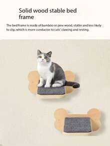 1件猫咪攀爬架壁挂式木制猫家具，适合猫咪快乐健康，可促进猫咪的抓挠习惯，适合作为情人节、感恩节、生日等送给猫主人的礼物。 - 彩色 - 查看 3