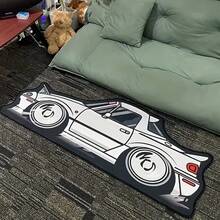 [Soft Sports Carpet] 1件裝藍白賽車地墊，仿羊絨加厚毛絨地毯，秋冬裝飾地毯，臥室裝飾 - 多色2 - 查看 7