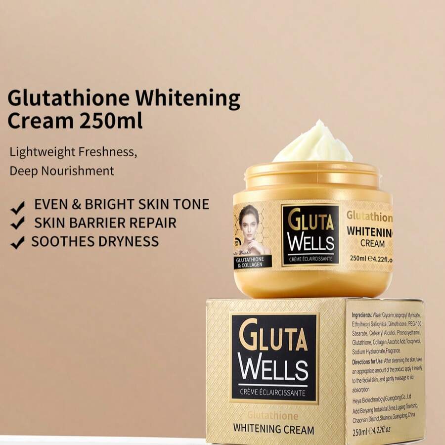 Gluta Wells 谷胱甘肽美白霜 250ml，保湿舒缓亮肤面霜，均匀肤色