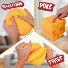 New Cute Extra Large Cheese Block Squeeze Toy, Soft Slow Rebound Squishy Fidget Toy, Premium Clay Filling Slow Rebound Sensory Fidget Toy, Realistic Food Shaped Hand Kneading Decompression Gadget, Well-Sealed Leakproof Large Size With Comfortable Squeezing Feel, Ideal Funny Gag Gift For Christmas, Birthday, Holiday & Party Favors, Perfect Desktop Decor For Home, Office & Classroom, Anxiety Relief Calming Play Toy For Kids, Teens And Adults Daily Leisure Relaxation - 方塊 - 查看 6