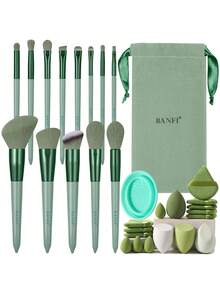Bộ dụng cụ trang điểm 31 món bao gồm: Bộ 13 cọ trang điểm + 1 túi vải flanel + 4 bông mút trang điểm + 4 bông mút trang điểm mini + 8 bông phấn tam giác + 1 dụng cụ vệ sinh cọ trang điểm. - Nhiều màu - Xem 1