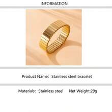 1pc Versatile Gold & Silver Color Bracelet, Stainless Steel Elastic Bangle, Fashionable Summer Accessory For Women - Multicolor - View 7