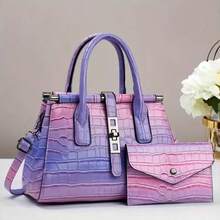 2026 New Fashionable Color-Blocked Women's Bag, Cross-Border  Stone Pattern Shoulder/Crossbody Bag, High-Quality Shoulder/Crossbody Bag, Fashionable Handbag For Women - 紫色 - 查看 1