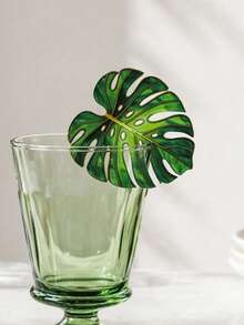 1pc/5pcs Monstera Leaf Glass Cup Marker Glass Cup Decoration Orange Sunshine Acrylic Clip Charm Summer Cup Sign Home Decor Beach Theme Window Shelf Desk Mirror Prop Patio Porch Balcony Living Room Bathroom Office Dorm Apartment Holiday Backdrop Gift - Style 3 - View 9