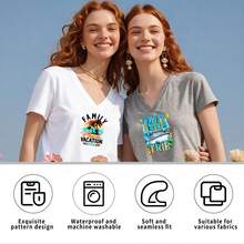 9PC DIY iron on transfers for tshirts,  Ain't No Cure For The Summertime Blues   Usa   Colorful Bow With Starfish    It's A Family Friends Trip   Family Florida Vacation 2026   Summer Vibes With Girl And Palm Trees   Summer Vibes With Butterflies   Girls Trip 2026 With Sunglasses And Cocktails   Boy Wearing White Sweatshirt With Pink Design , Easy Heat Transfer for Clothing, T-Shirts, Jeans, Backpacks, Hats & Pillows,  Washable Stickers Perfect for Casual Style, Ideal Gift for - Zufälliger Stil - Übersicht 5