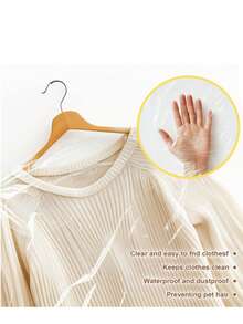 50pcs Transparent Plastic Garment Dust Cover Bags, Protective Clothing Covers For Shirts, Dresses And Coats - White - View 4