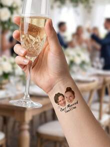 Custom Photo Temporary Tattoo Stickers, Personalized Graduation Cartoon Portrait Design, Fun Celebration Style Body Decor For Graduation Party Ceremony, Customized Name Tattoo Decal Unique Keepsake Gift, Customizable Picture Favor For Friends Classmates Family Graduation Season - Apricot - View 3