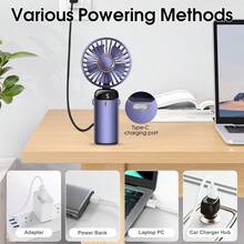 Quạt điện cầm tay gấp gọn sạc pin 1200mAh, quạt để bàn di động 5 tốc độ có màn hình LED hiển thị số, quạt làm mát cá nhân đa năng cổng USB phù hợp cho du lịch, bàn làm việc, cắm trại, vật dụng thiết yếu mùa hè - Nhiều màu - Xem 9