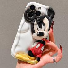 Disney Mickey Mouse Phone Case, Classic Fuzzy Mickey Half-Body Design, Iconic Red Shorts And Yellow Shoes, Plush Texture On A Smooth White Background, Protective Phone Cover For IPhone 17, 16, 15, 14, 13, 12, 11 Pro Models, Ideal Gift For Birthdays, Holidays, Family, Friends And All Special Occasions - White - View 4