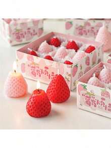 9/6/4/1 Set Strawberry Scented Candle Gift Box - Handmade Candles With Elegant Fragrance Gift Box, Perfect For Valentine's Day, Best Gift For Strawberry Lovers, Suitable For Birthday, Graduation And Other Occasions - Multicolor - View 23
