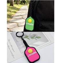 1pc/2pcs Pickleball Racket Shaped Keychain, Creative Cartoon Activity Gift, Sports Enthusiast Backpack Pendant - Multicolor - View 3