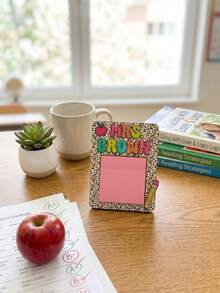 1Pc Personalized Custom Teacher Note Pad Holder With Photo & Text - Decorative Sticky Note Organizer For Classroom, Desk - Customizable Name Card Holder Gift For Teachers, Educators & Appreciation - Multicolor - View 7