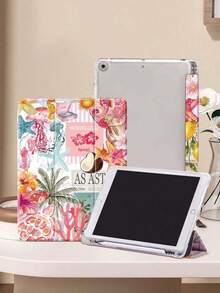 Cute Tropical Vacation Style Flip Pad Coconut, Coconut Tree, Hibiscus Flower, Hibiscus Flower Protective Compatible With 8 (M4) 2026 (11-Inch), 8 (M4) 2026 (13-Inch), (A16) 11th Gen 11-Inch (2025), 11 (2025), 10th Gen 10. 9-Inch (2022), With Pencil Slot, Tri-Fold Stand, Auto Wake/Sleep, Back To School Birthday - 顏色選項 - 查看 3