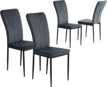 DOMAIA Lot de 4 chaises OPIA velours gris anthracite pieds métal noir - Gris - Voir 1