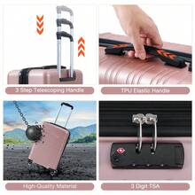 3 Piece Expandable Hardshell Luggage Set – Lightweight, Mark-Resistant Checked Suitcases, Double Spinner Wheels, TSA Lock – For Effortless Travel – 20"/24"/28" - Oro rosa - Ver 4