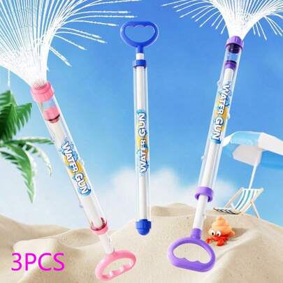 1/3pcs Summer Fresh Pull-Out Water Gun, Transparent Barrel + Macaron Color Handle Design, Smooth Pull Operation, Suitable For Beach, Pool, Park Outdoor Scenarios, Fun Water Toy For Parent-Child Interaction, Friends Battle, Pool Toy, Party Gift