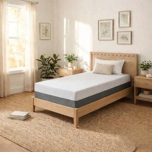 8 Inch Twin Gel Memory Foam Mattress, Firm Cooling Bed, Fiberglass-Free, CertiPUR-US & Oeko-Tex Certified, Made In USA
