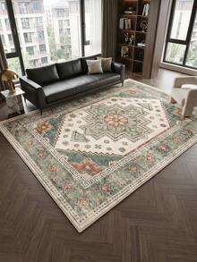 1 pieza Alfombra de área de gran tamaño con estilo bohemio en color verde, diseño fresco de primavera/verano, textura suave y cómoda, fácil de cuidar, base antideslizante, adecuada para sala de estar, dormitorio, cocina, comedor, entrada, oficina y decoración del hogar - Verde - Ver 9