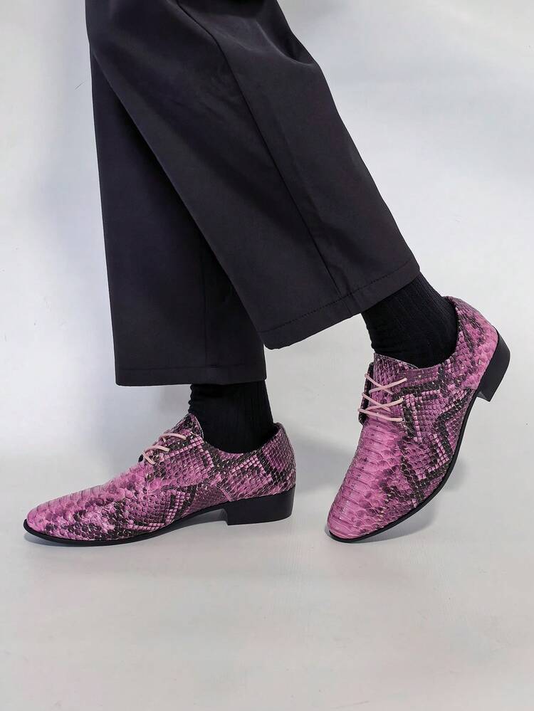 grey and pink dress shoes Dallas Manmade Wingtip Croco/EEL Print Brogue Dress Shoes, Pink / 11